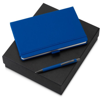Подарочный набор Vision Pro soft-touch с ручкой и блокнотом А5, синий