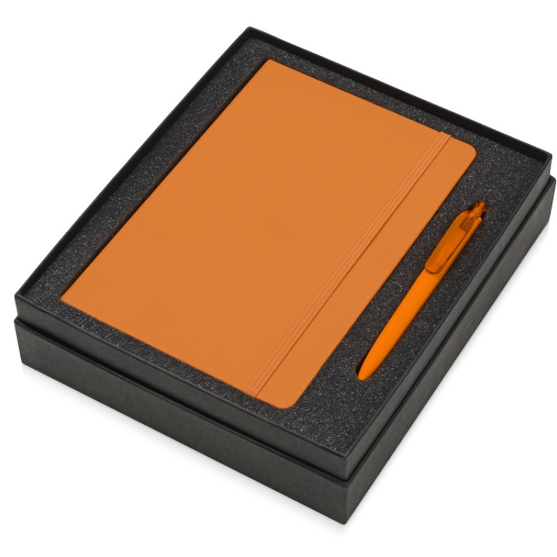 Подарочный набор Vision Pro soft-touch с ручкой и блокнотом А5, оранжевый Подарочный набор Vision Pro soft-touch с ручкой и блокнотом А5, оранжевый