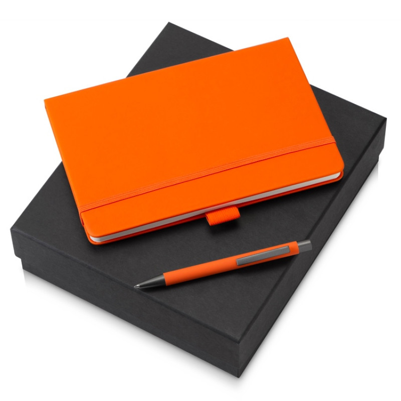Подарочный набор Vision Pro soft-touch с ручкой и блокнотом А5, оранжевый