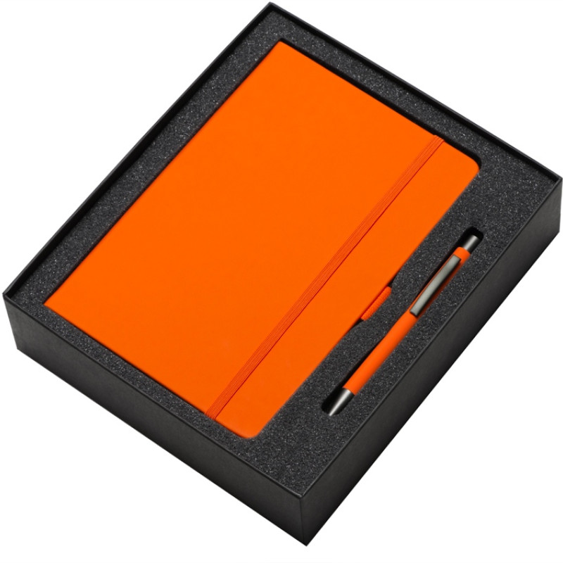 Подарочный набор Vision Pro soft-touch с ручкой и блокнотом А5, оранжевый