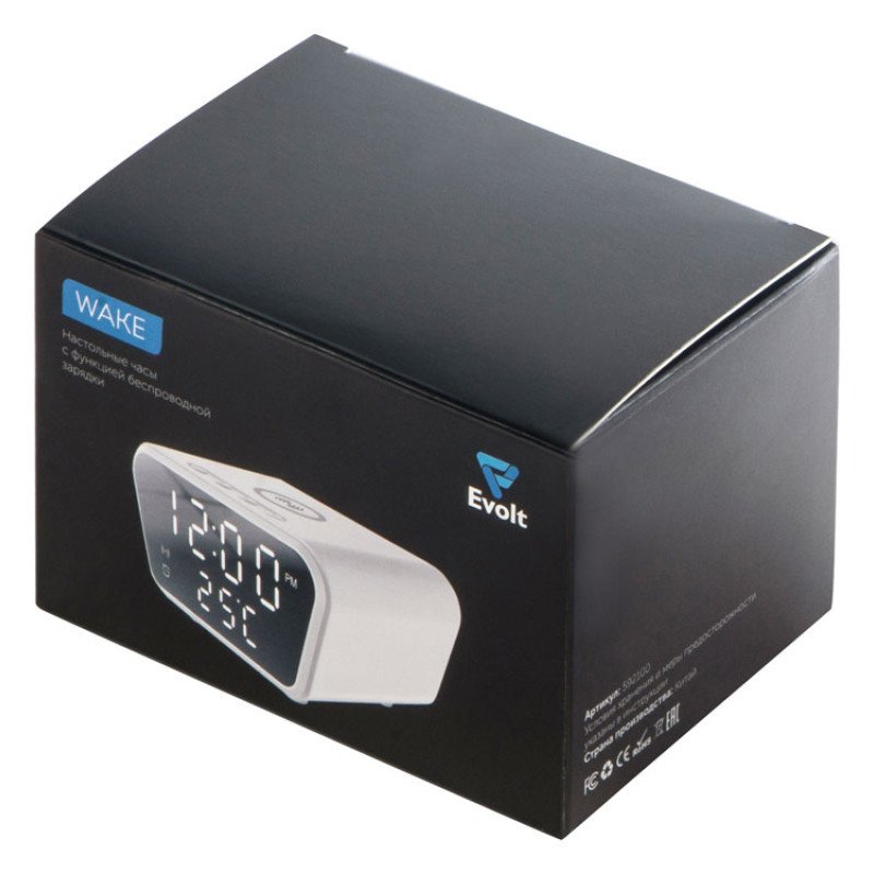 Настольные часы с функцией беспроводной зарядки "Wake", 10 Вт