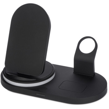 Складная зарядная станция с беспроводной зарядкой «Flashport», 15 Вт, черный