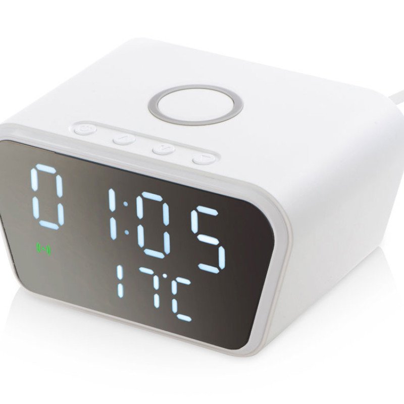 Настольные часы с функцией беспроводной зарядки "Wake", 10 Вт