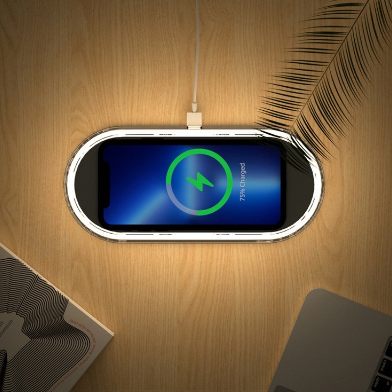 Ночник с беспроводной зарядкой и RGB подсветкой "Miracle", 15 Вт, белый