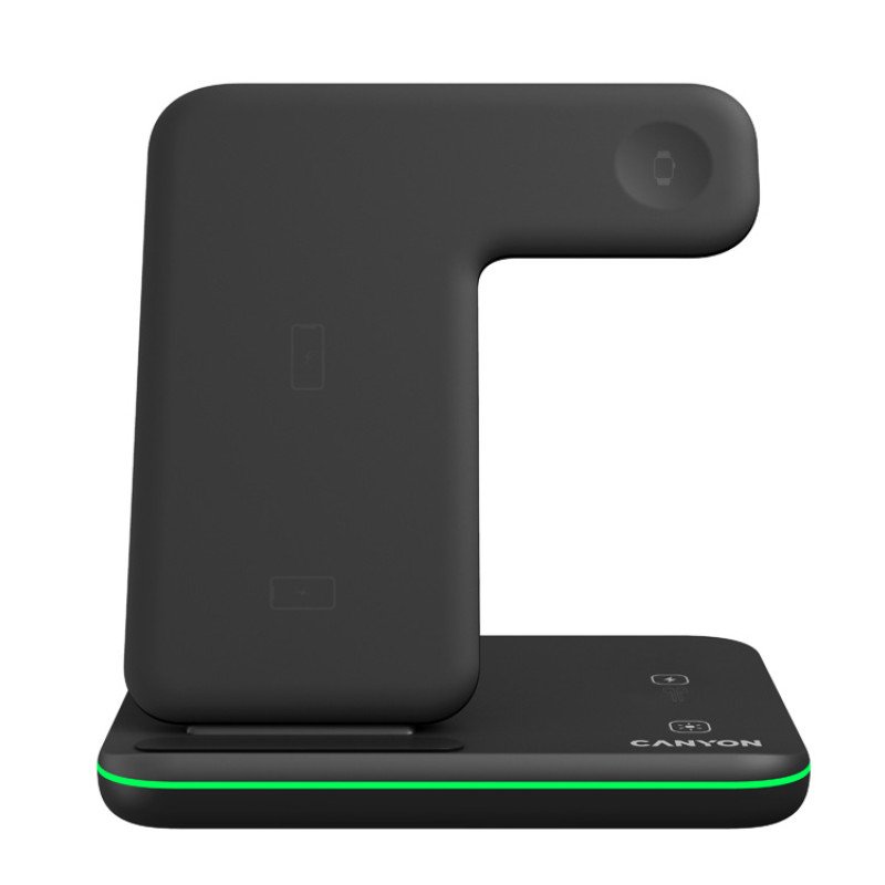 Беспроводное зарядное устройство для гаджетов "3-в-1" с технологией QI Canyon WS-303 (CNS-WCS303B), 15W, черный Беспроводное зарядное устройство для гаджетов "3-в-1" с технологией QI Canyon WS-303 (CNS-WCS303B), 15W, черный