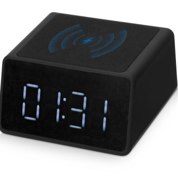Беспроводная колонка с часами и функцией беспроводной зарядки «Sentry», черный (P)