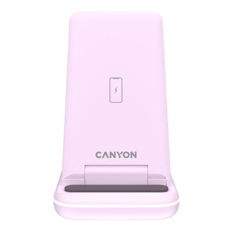 Беспроводное зарядное устройство 3-в-1 CANYON WS-304 (CNS-WCS304B), 15W, розовый
