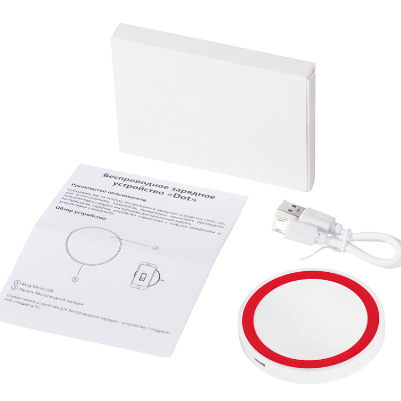 Беспроводное зарядное устройство «Dot», 5 Вт, белый/красный