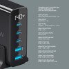 Зарядная станция 3xUSB Type-C, 2xUSB, PD, QC, 140Вт, черный, Deppa