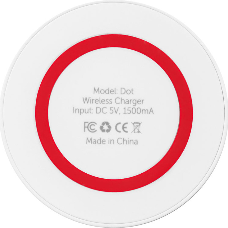 Беспроводное зарядное устройство «Dot», 5 Вт, белый/красный
