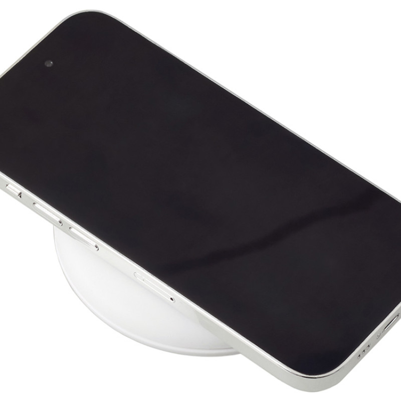 Беспроводное зарядное устройство со встроенным кабелем 2-в-1 "Disc", белый