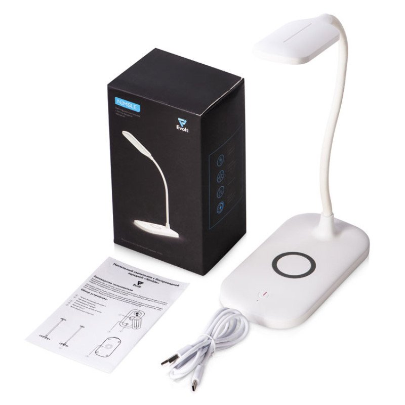 Настольный светильник с беспроводной зарядкой "Nimble", 10 Вт