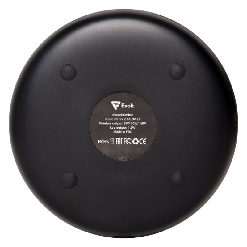 Ночник с беспроводной зарядкой "Ember", 15 Вт, черный