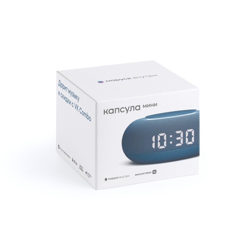 Умная колонка VK Капсула Мини с голосовым помощником Марусей, морской синий