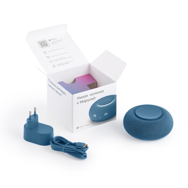 Умная колонка VK Капсула Мини с голосовым помощником Марусей, морской синий