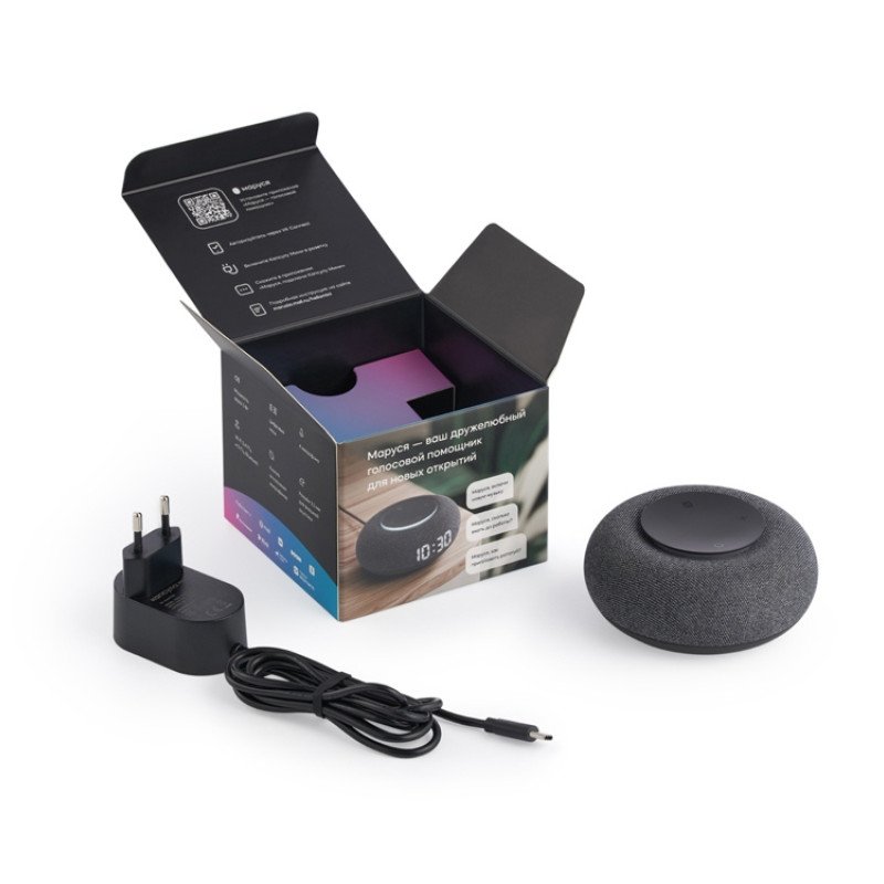 Умная колонка VK Капсула Мини с голосовым помощником Марусей, темный серый