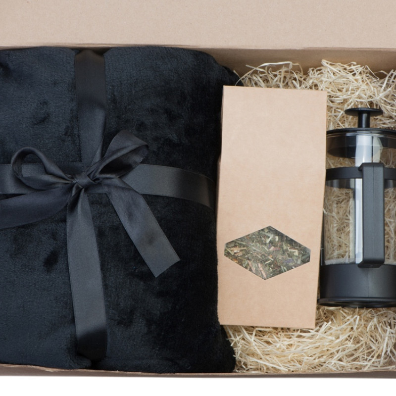 Подарочный набор Tea time с пледом, черный