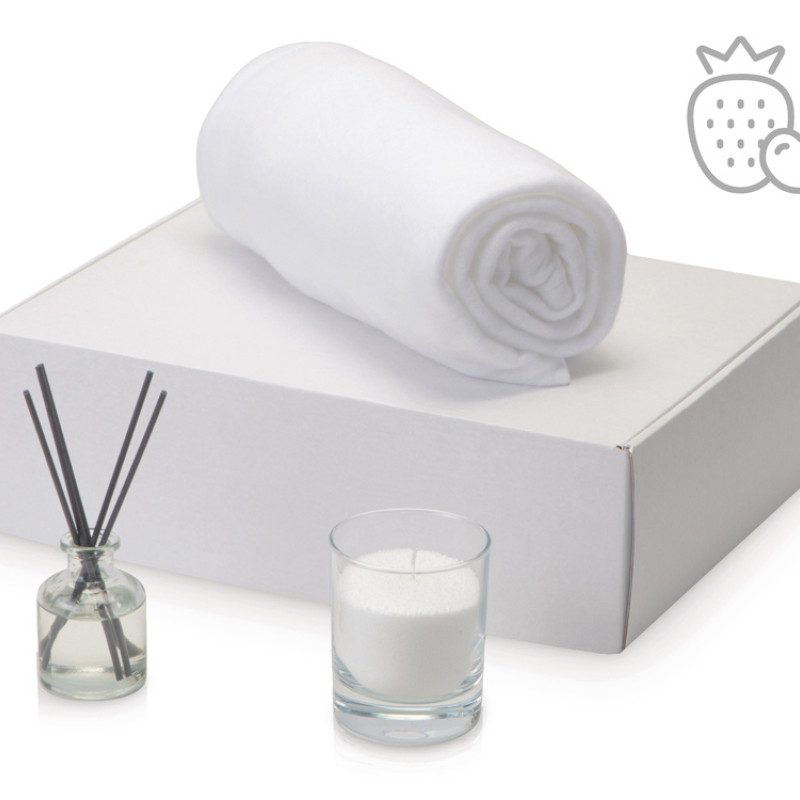 Подарочный набор White light 2.0 с пледом, диффузором, насыпной свечой