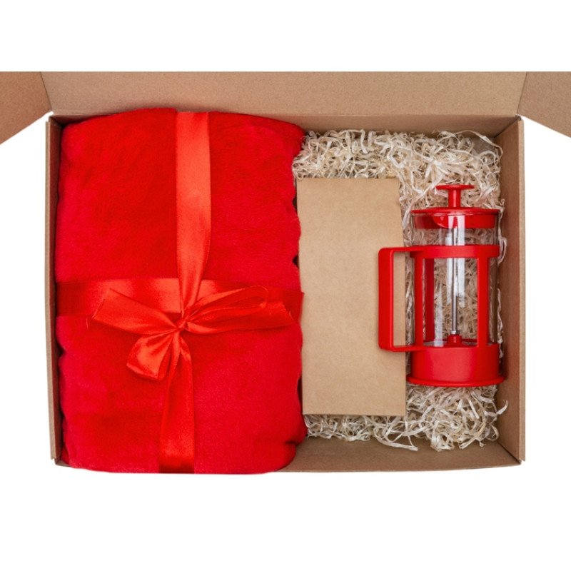 Подарочный набор Tea time с пледом, красный