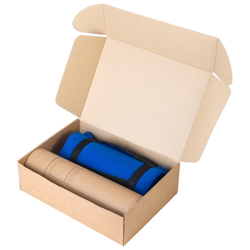 Подарочный набор с термосом и пледом «Serenity», синий