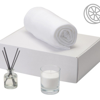 Подарочный набор White light 2.0 с пледом, диффузором, насыпной свечой