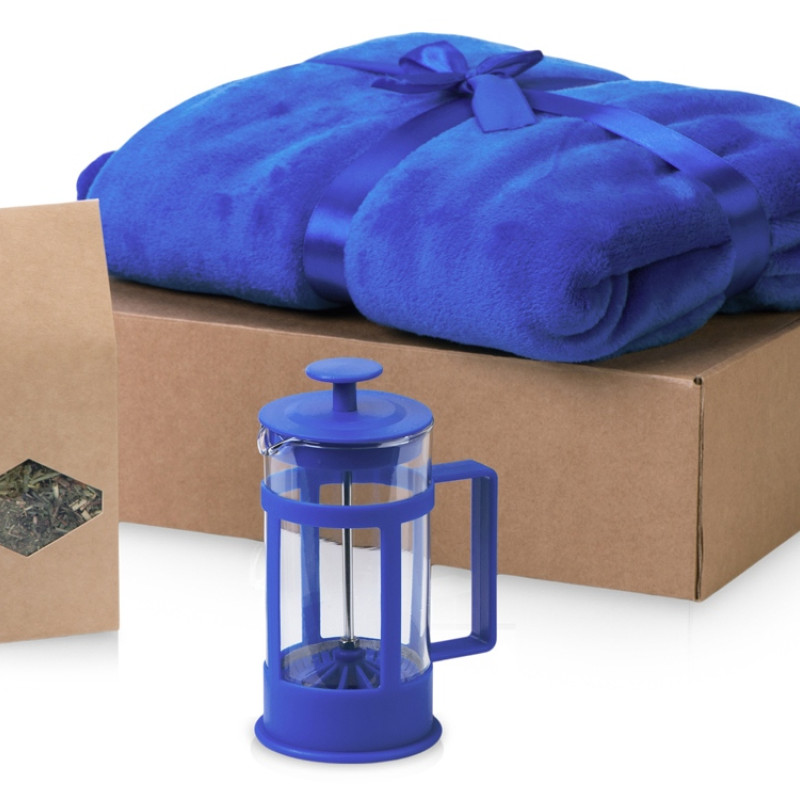 Подарочный набор Tea time с пледом, синий