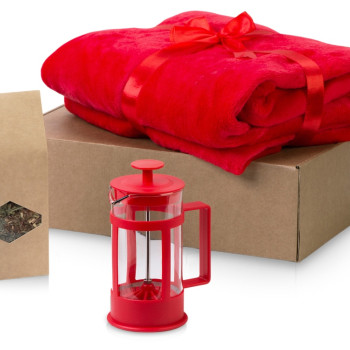 Подарочный набор Tea time с пледом, красный