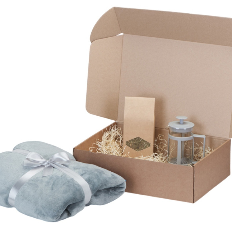 Подарочный набор Tea time с пледом, серый