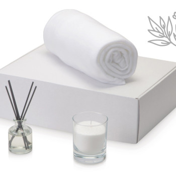 Подарочный набор White light 2.0 с пледом, диффузором, насыпной свечой