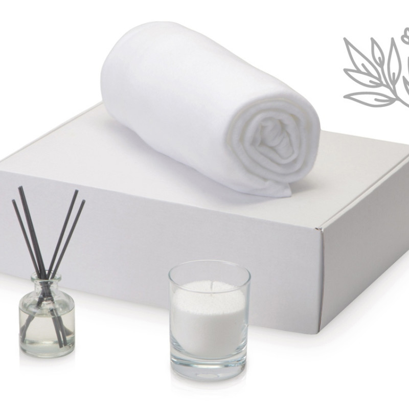 Подарочный набор White light 2.0 с пледом, диффузором, насыпной свечой