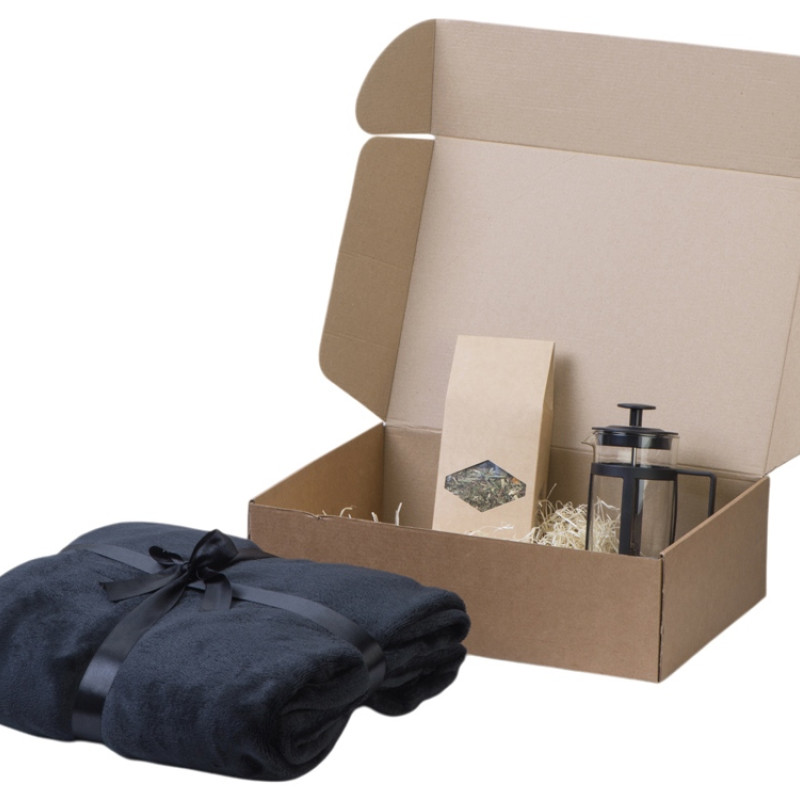 Подарочный набор Tea time с пледом, черный