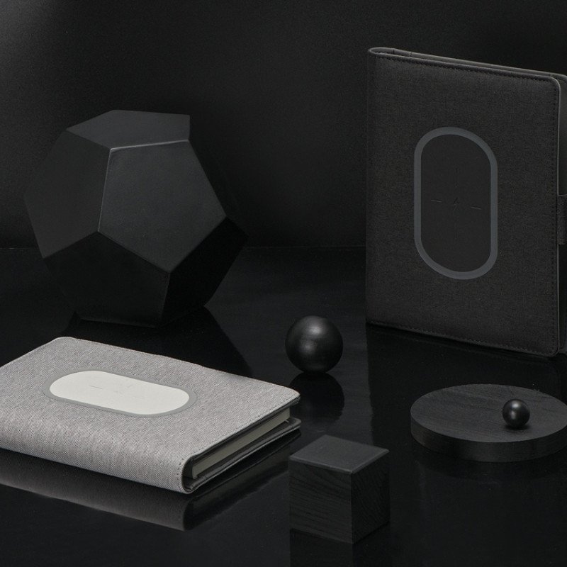 Органайзер с беспроводной зарядкой 5000 mAh "Powernote", светло-серый