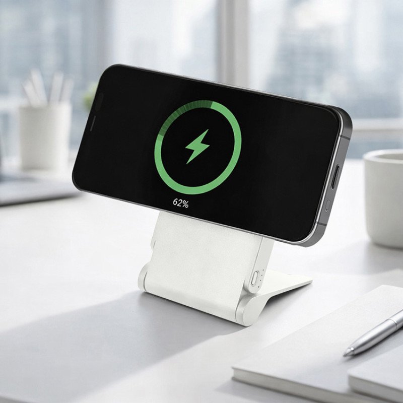 Внешний магнитный аккумулятор "MagnIQ", белый, 5000 mAh Внешний магнитный аккумулятор "MagnIQ", белый, 5000 mAh