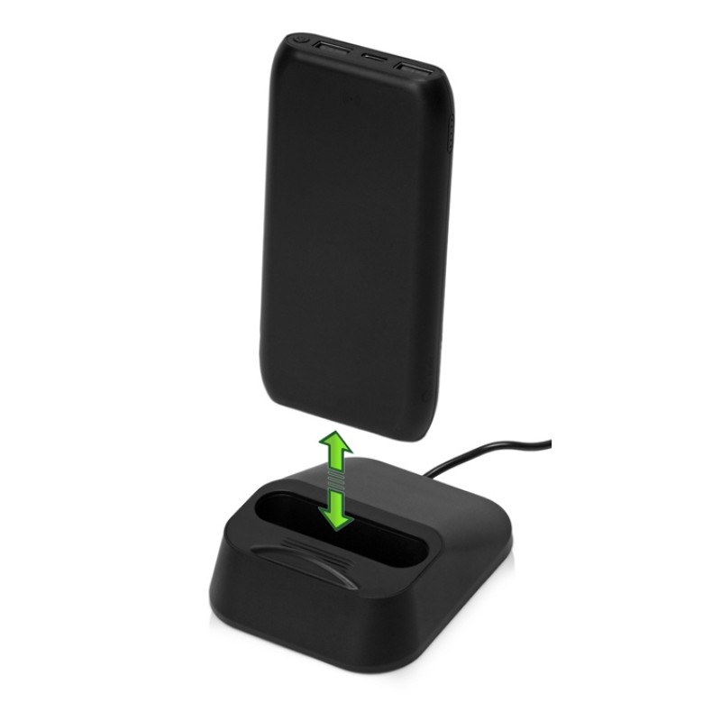 Портативное беспроводное зарядное устройство с док-станцией "Uniq", 10000 mah, черный