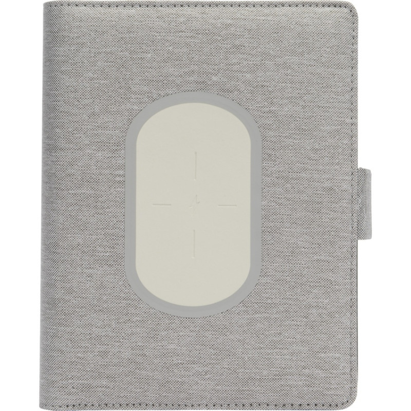 Органайзер с беспроводной зарядкой 5000 mAh "Powernote", светло-серый (P)