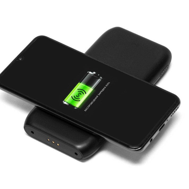Портативное беспроводное зарядное устройство с док-станцией "Uniq", 10000 mah, черный