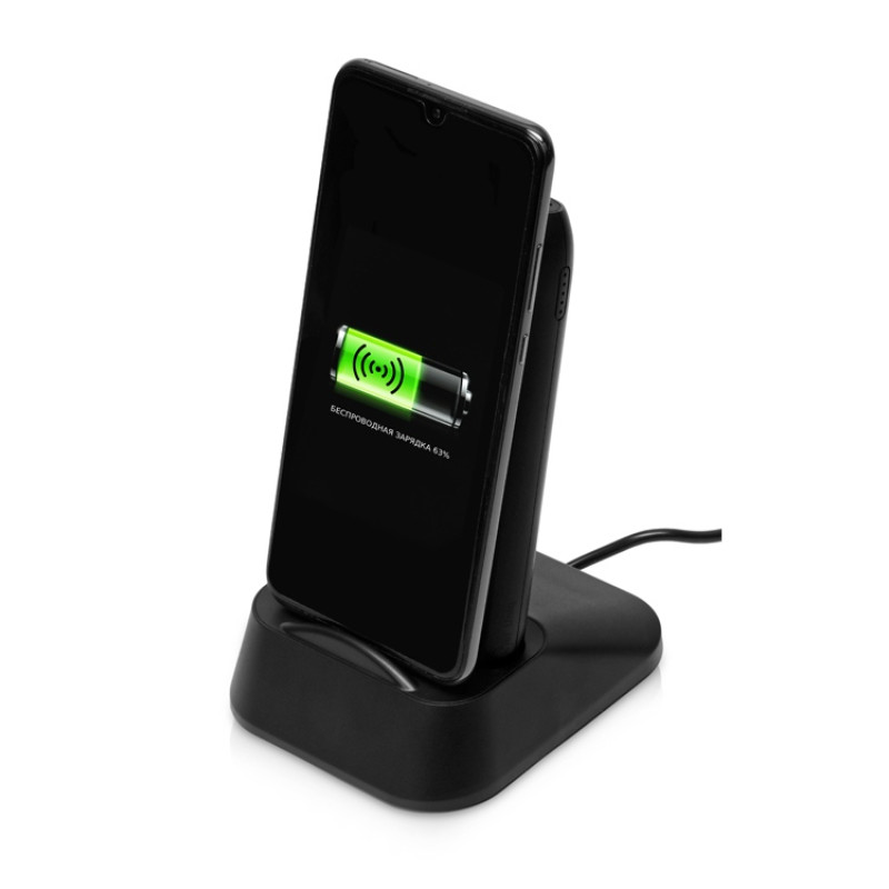 Портативное беспроводное зарядное устройство с док-станцией "Uniq", 10000 mah, черный