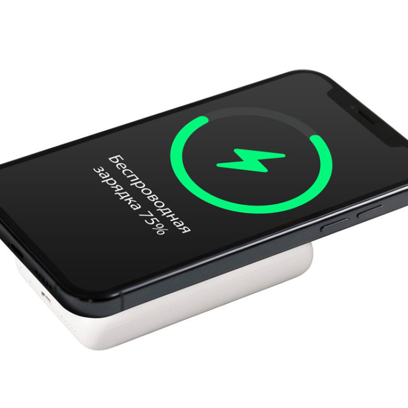 Магнитный внешний беспроводной аккумулятор «Polarix», QC/PD, 10000 мАч, слоновая кость