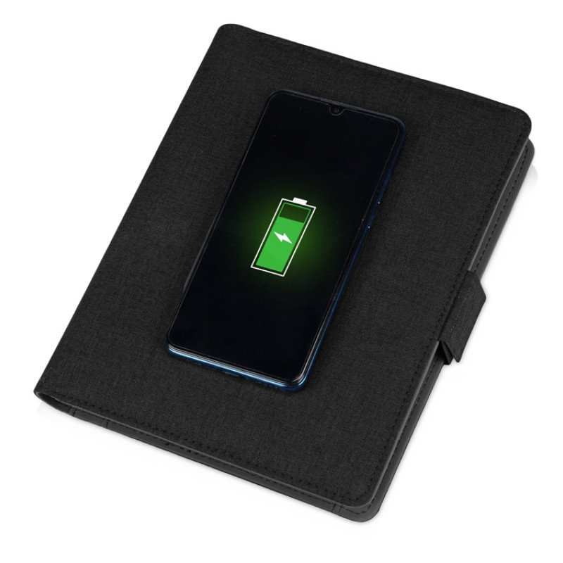 Органайзер с беспроводной зарядкой 5000 mAh "Powernote", темно-серый (P)