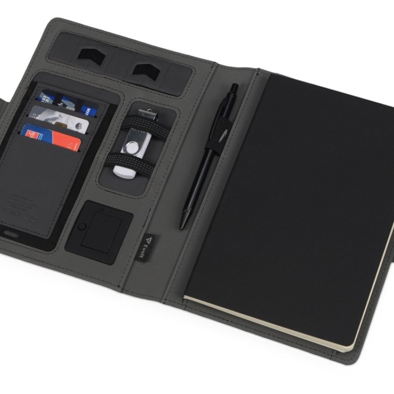 Органайзер с беспроводной зарядкой 5000 mAh "Powernote", темно-серый