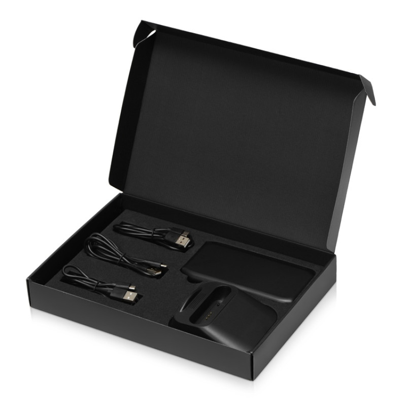 Портативное беспроводное зарядное устройство с док-станцией "Uniq", 10000 mah, черный