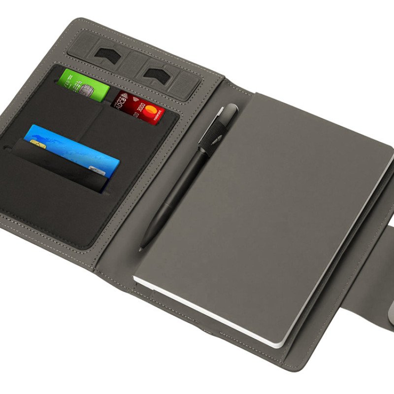 Подарочный набор металлическая ручка и блокнот А5 "Twilight"  со светящимся логотипом и пауэрбэнком