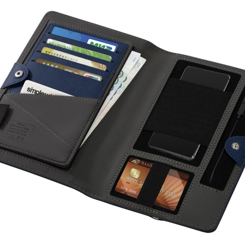 Органайзер с функцией беспроводной зарядки "Manner", 5000 mah, темно-синий