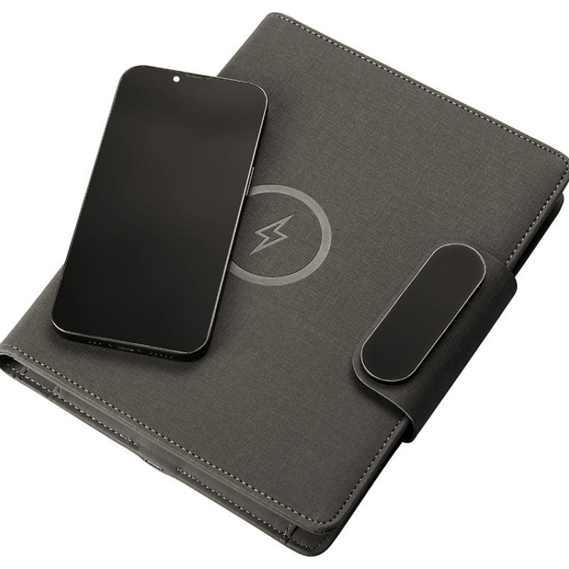 Подарочный набор металлическая ручка и блокнот А5 "Twilight"  со светящимся логотипом и пауэрбэнком