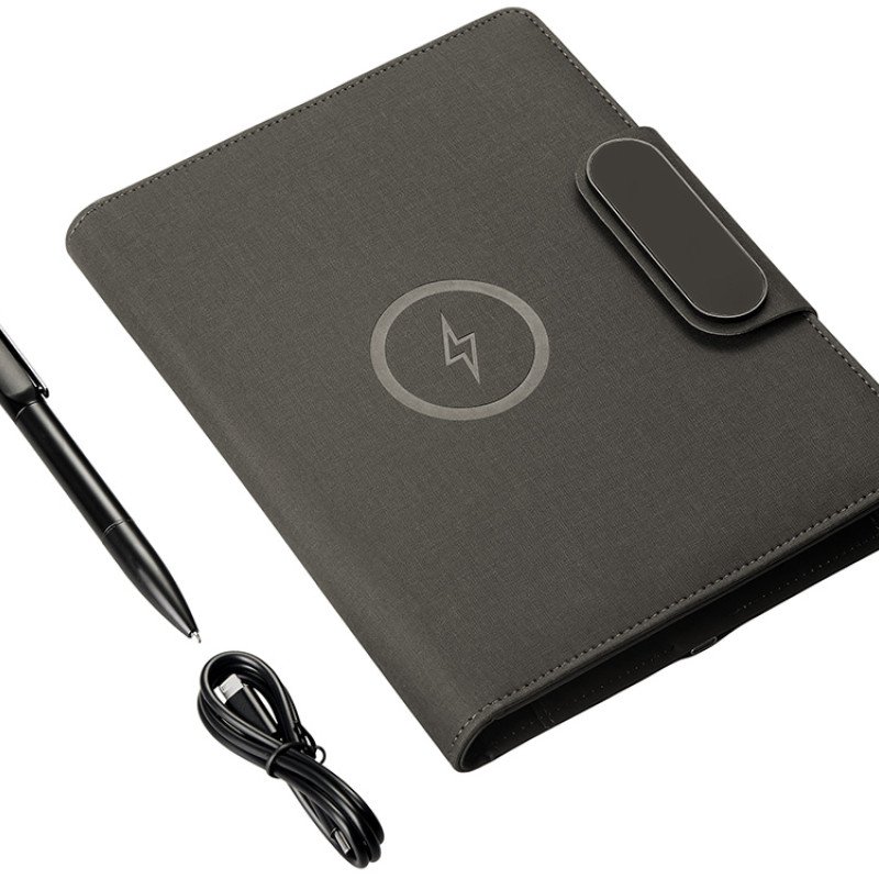 Подарочный набор металлическая ручка и блокнот А5 "Twilight"  со светящимся логотипом и пауэрбэнком