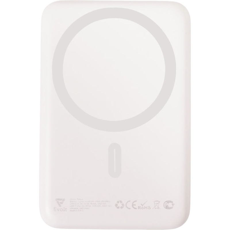 Магнитный внешний беспроводной аккумулятор «Polarix», QC/PD, 10000 мАч, слоновая кость