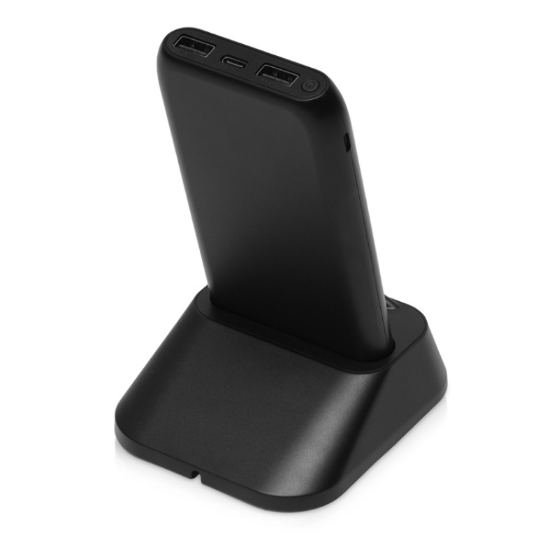 Портативное беспроводное зарядное устройство с док-станцией "Uniq", 10000 mah, черный