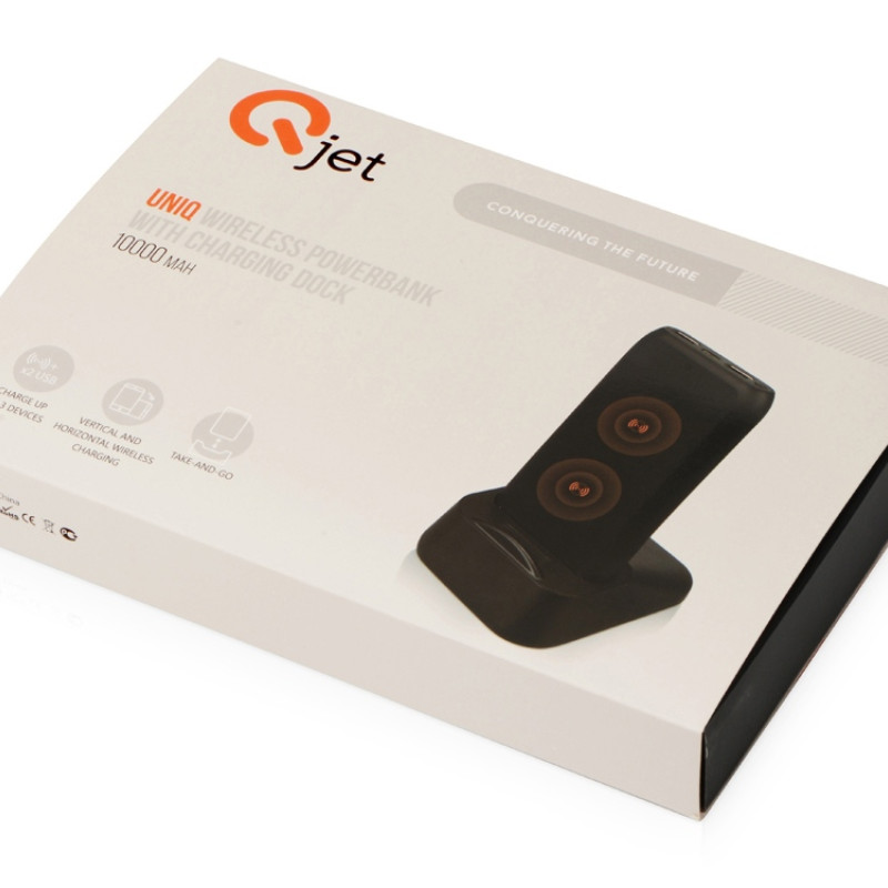Портативное беспроводное зарядное устройство с док-станцией "Uniq", 10000 mah, черный