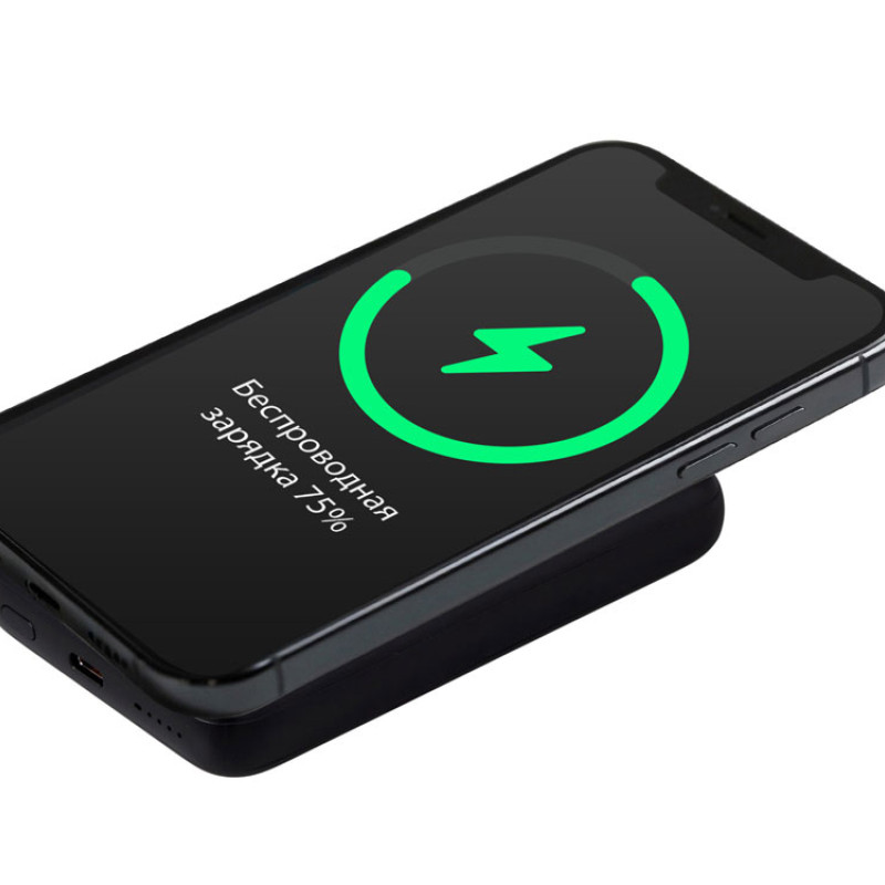 Магнитный внешний беспроводной аккумулятор «Polarix», QC/PD, 10000 мАч, черный