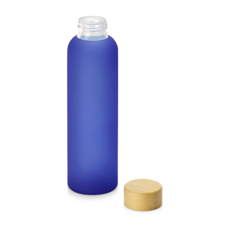Стеклянная бутылка с бамбуковой крышкой «Foggy», 600мл, синий